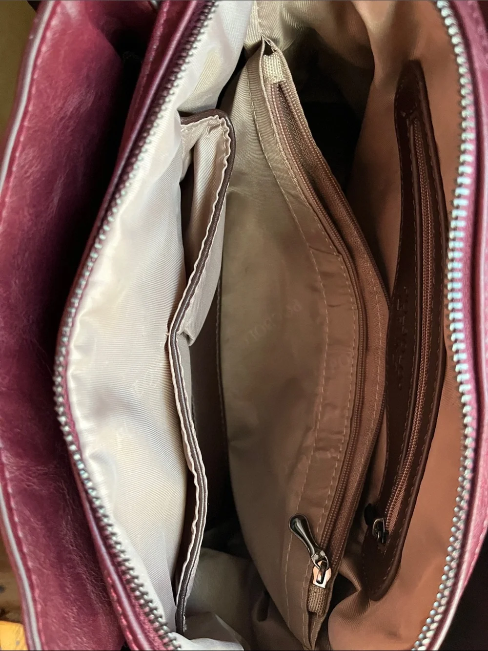 Women's Embossed Leather Satchel in Deep Plum